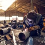 Close,Up,Portrait,View,Of,Professional,Mask,Protected,Welder,Man